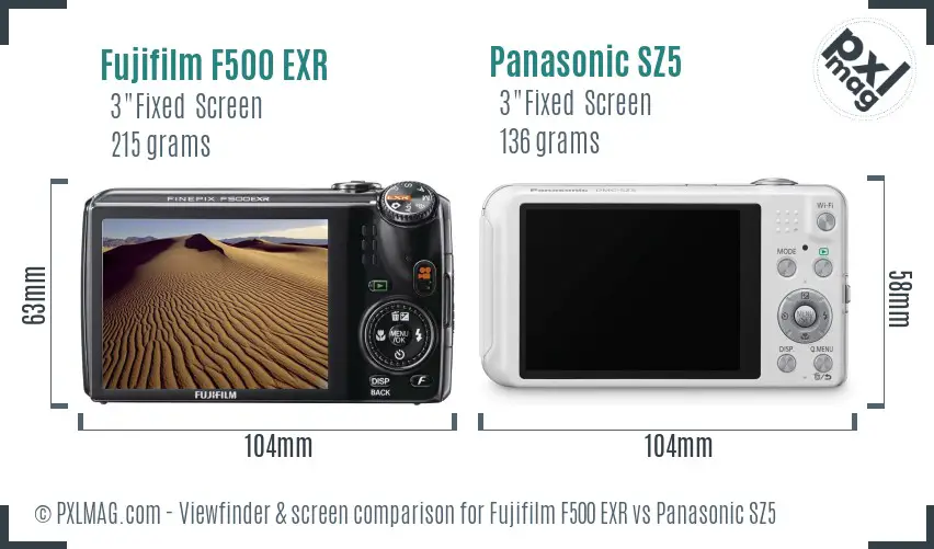Fujifilm F500 EXR vs Panasonic SZ5 Screen and Viewfinder comparison Fujifilm F500 EXR vs Panasonic SZ5 Screen and Viewfinder comparison