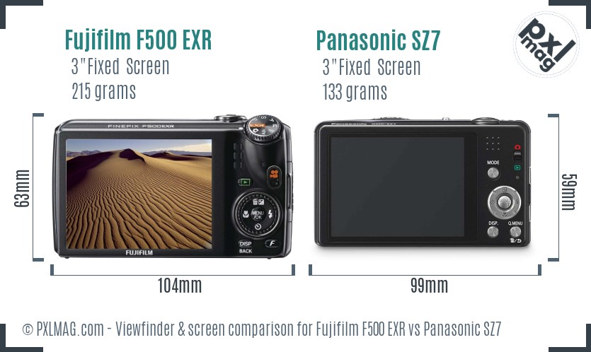 Fujifilm F500 EXR vs Panasonic SZ7 Screen and Viewfinder comparison