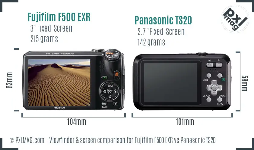 Fujifilm F500 EXR vs Panasonic TS20 Screen and Viewfinder comparison Fujifilm F500 EXR vs Panasonic TS20 Screen and Viewfinder comparison