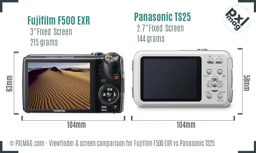 Fujifilm F500 EXR vs Panasonic TS25 Screen and Viewfinder comparison Fujifilm F500 EXR vs Panasonic TS25 Screen and Viewfinder comparison