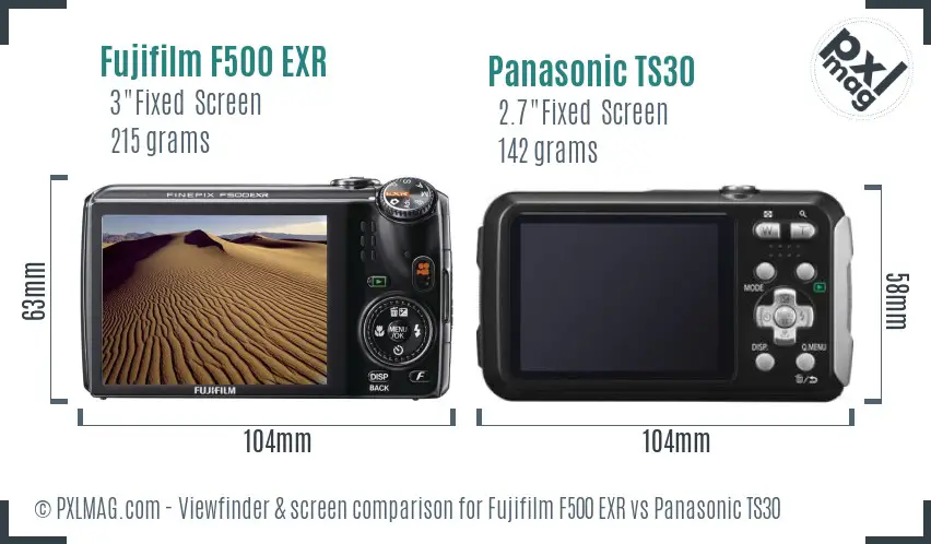 Fujifilm F500 EXR vs Panasonic TS30 Screen and Viewfinder comparison