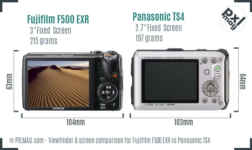 Fujifilm F500 EXR vs Panasonic TS4 Screen and Viewfinder comparison