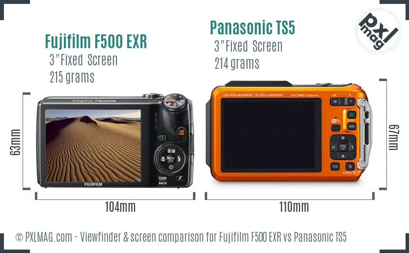 Fujifilm F500 EXR vs Panasonic TS5 Screen and Viewfinder comparison