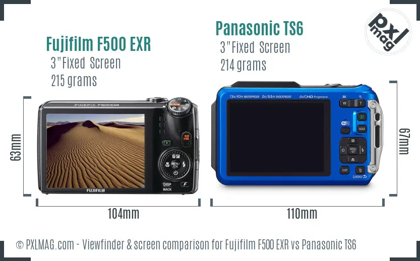 Fujifilm F500 EXR vs Panasonic TS6 Screen and Viewfinder comparison