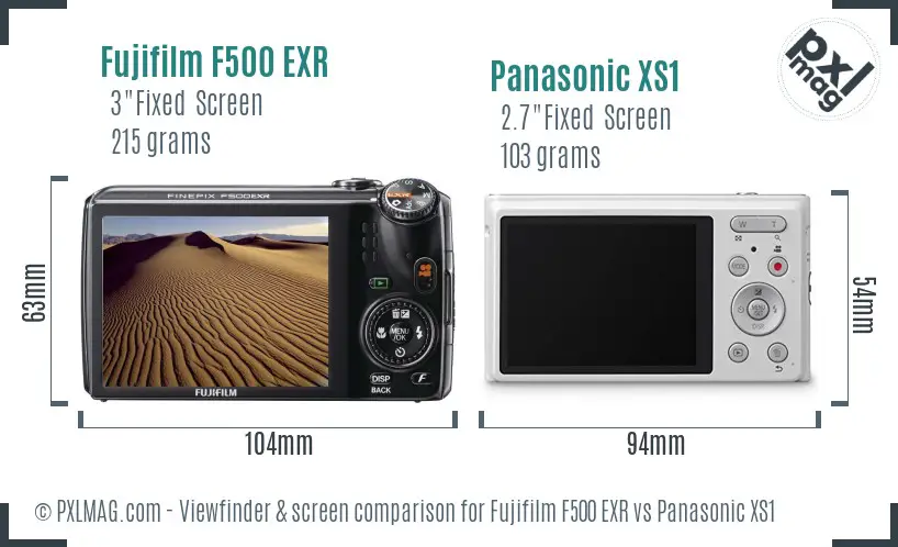 Fujifilm F500 EXR vs Panasonic XS1 Screen and Viewfinder comparison