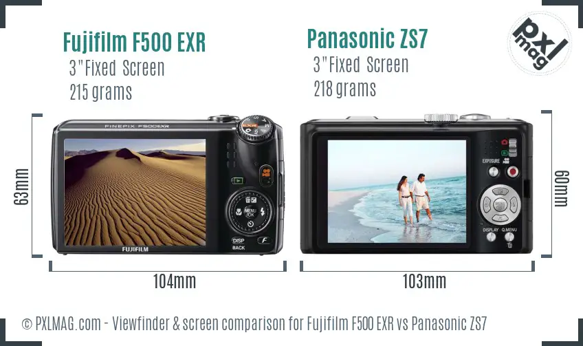 Fujifilm F500 EXR vs Panasonic ZS7 Screen and Viewfinder comparison Fujifilm F500 EXR vs Panasonic ZS7 Screen and Viewfinder comparison
