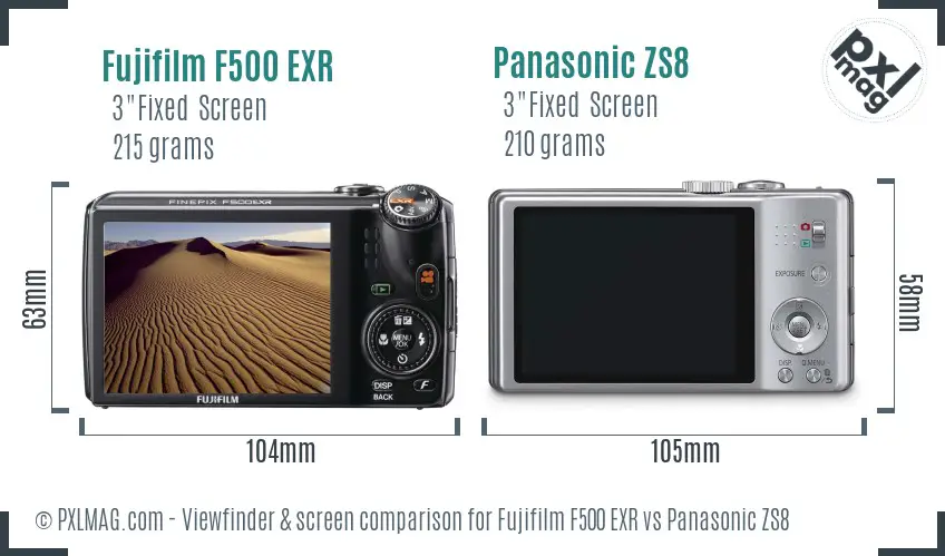 Fujifilm F500 EXR vs Panasonic ZS8 Screen and Viewfinder comparison Fujifilm F500 EXR vs Panasonic ZS8 Screen and Viewfinder comparison