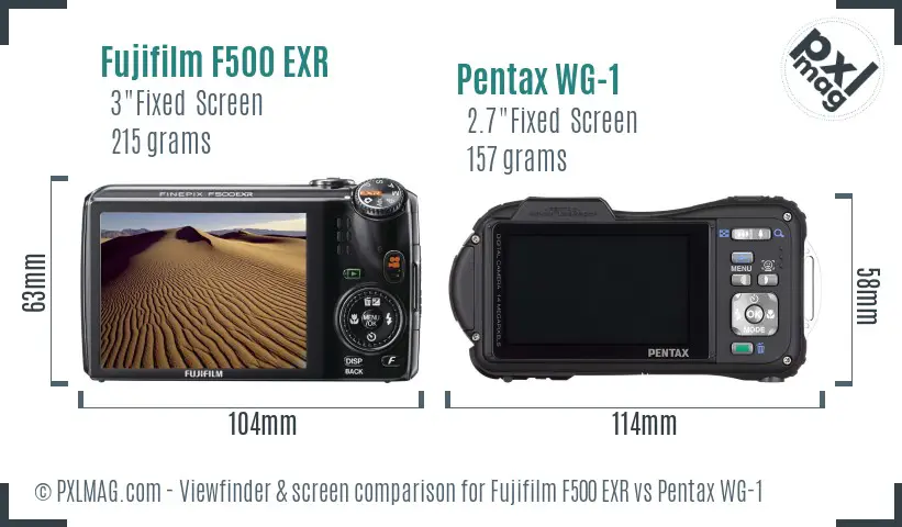 Fujifilm F500 EXR vs Pentax WG-1 Screen and Viewfinder comparison
