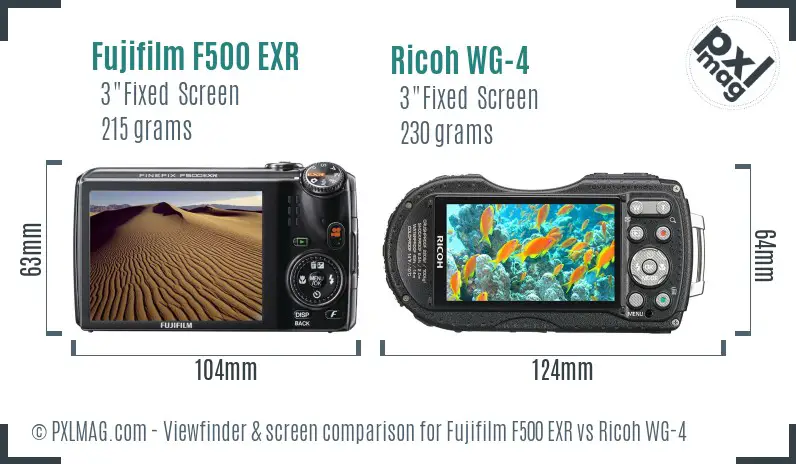 Fujifilm F500 EXR vs Ricoh WG-4 Screen and Viewfinder comparison