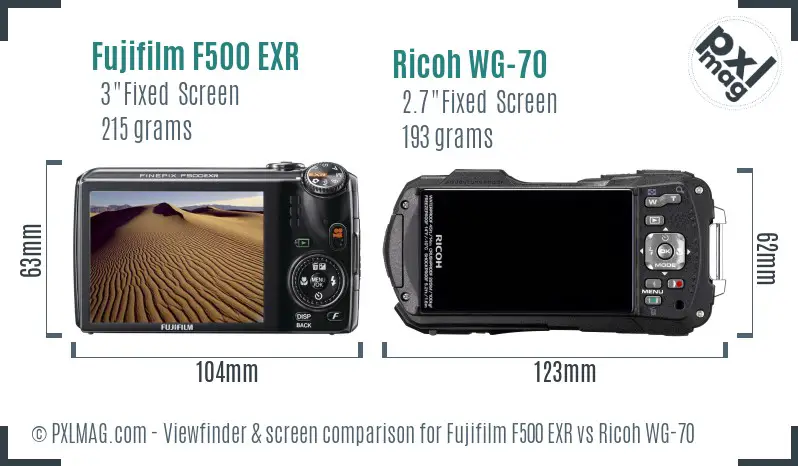 Fujifilm F500 EXR vs Ricoh WG-70 Screen and Viewfinder comparison