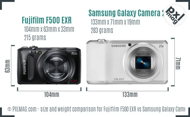 Fujifilm F500 EXR vs Samsung Galaxy Camera 2 size comparison