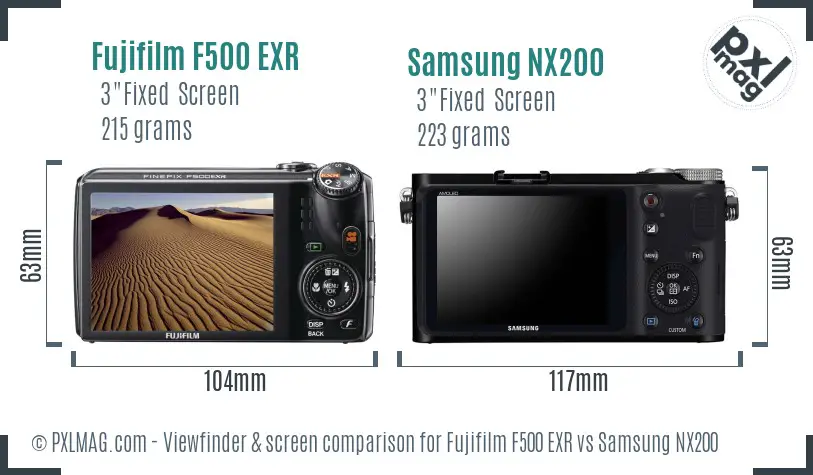 Fujifilm F500 EXR vs Samsung NX200 Screen and Viewfinder comparison