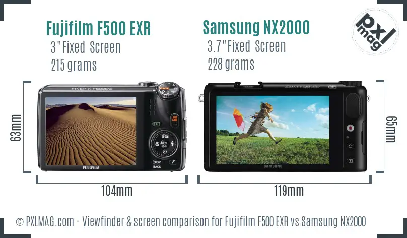 Fujifilm F500 EXR vs Samsung NX2000 Screen and Viewfinder comparison