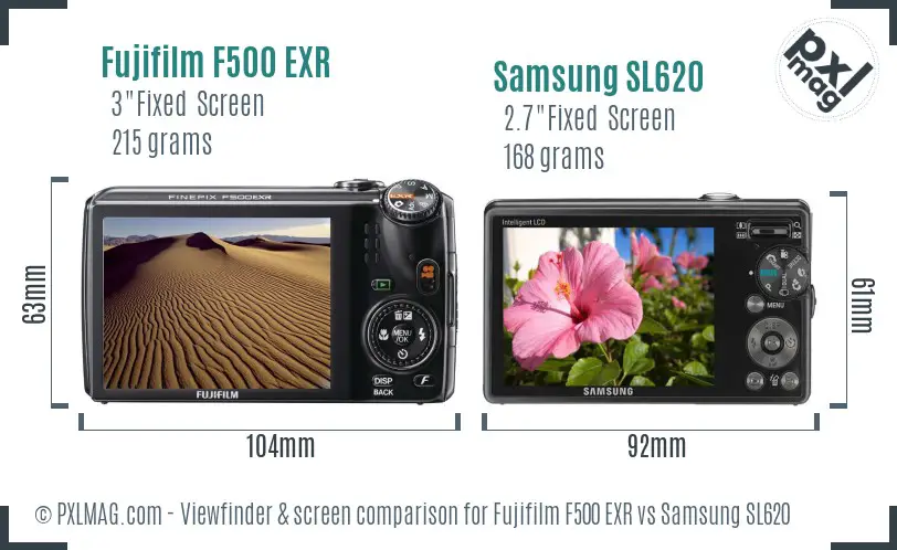 Fujifilm F500 EXR vs Samsung SL620 Screen and Viewfinder comparison Fujifilm F500 EXR vs Samsung SL620 Screen and Viewfinder comparison