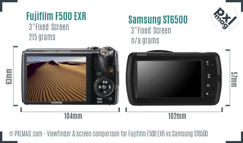 Fujifilm F500 EXR vs Samsung ST6500 Screen and Viewfinder comparison Fujifilm F500 EXR vs Samsung ST6500 Screen and Viewfinder comparison