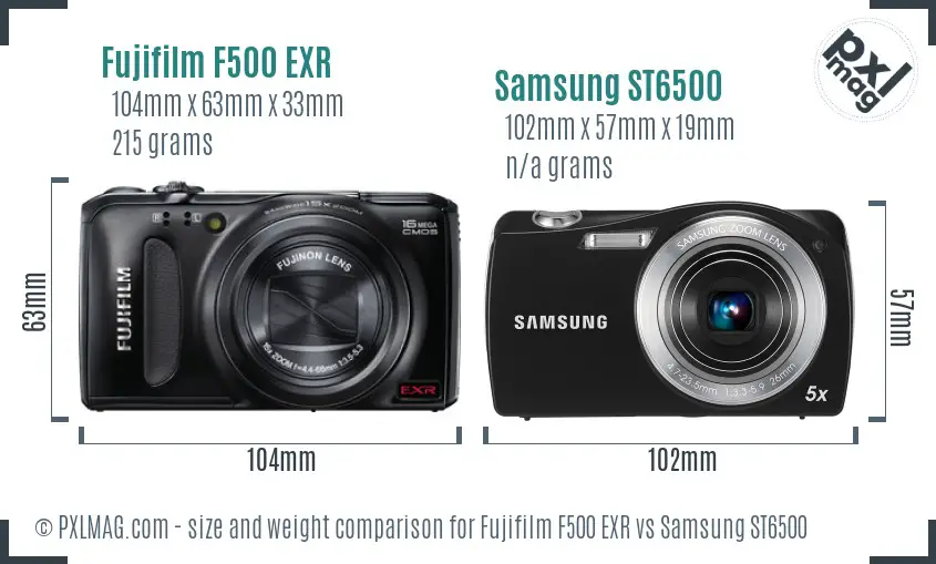 Fujifilm F500 EXR vs Samsung ST6500 size comparison Fujifilm F500 EXR vs Samsung ST6500 size comparison