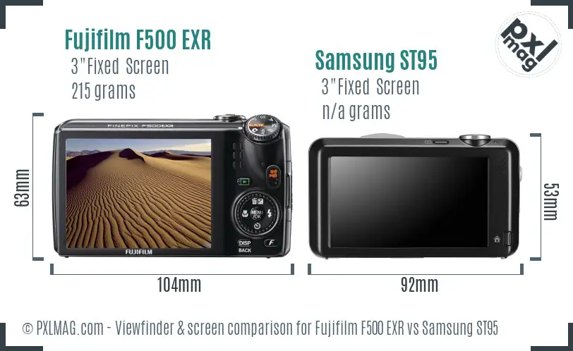 Fujifilm F500 EXR vs Samsung ST95 Screen and Viewfinder comparison