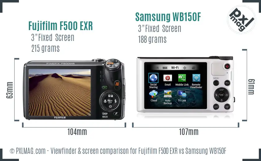 Fujifilm F500 EXR vs Samsung WB150F Screen and Viewfinder comparison Fujifilm F500 EXR vs Samsung WB150F Screen and Viewfinder comparison