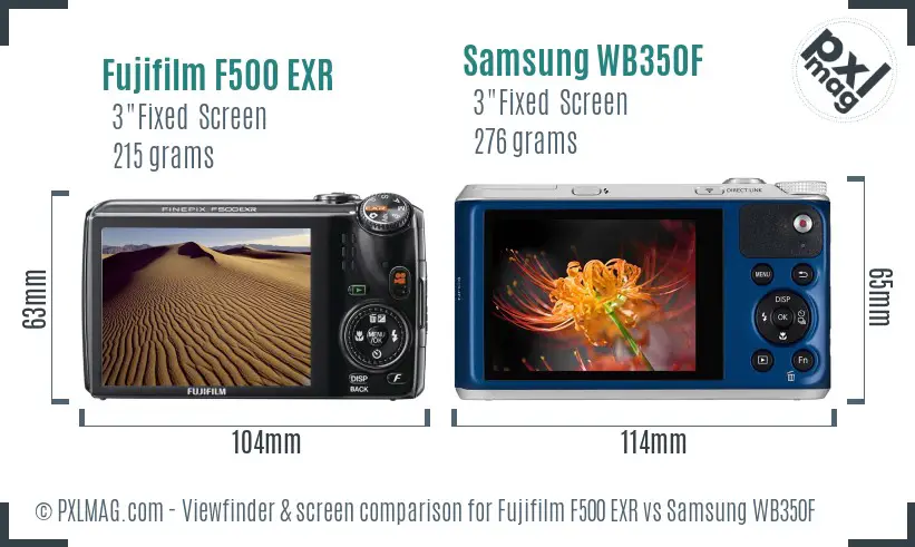 Fujifilm F500 EXR vs Samsung WB350F Screen and Viewfinder comparison