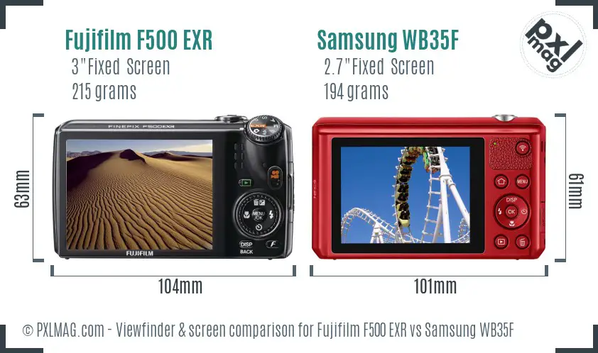 Fujifilm F500 EXR vs Samsung WB35F Screen and Viewfinder comparison