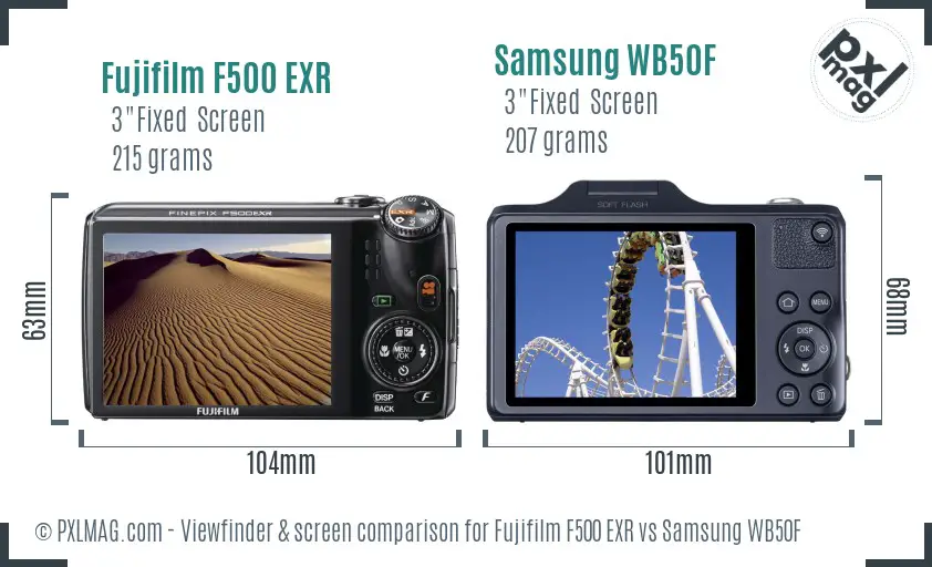 Fujifilm F500 EXR vs Samsung WB50F Screen and Viewfinder comparison