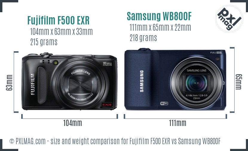 Fujifilm F500 EXR vs Samsung WB800F size comparison Fujifilm F500 EXR vs Samsung WB800F size comparison