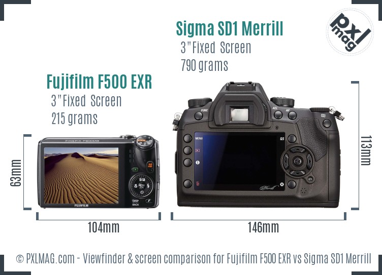 Fujifilm F500 EXR vs Sigma SD1 Merrill Screen and Viewfinder comparison