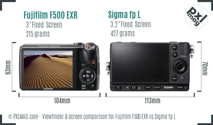 Fujifilm F500 EXR vs Sigma fp L Screen and Viewfinder comparison Fujifilm F500 EXR vs Sigma fp L Screen and Viewfinder comparison