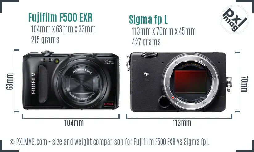 Fujifilm F500 EXR vs Sigma fp L size comparison Fujifilm F500 EXR vs Sigma fp L size comparison