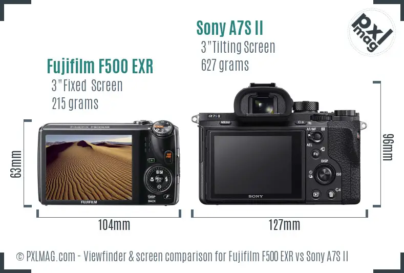 Fujifilm F500 EXR vs Sony A7S II Screen and Viewfinder comparison