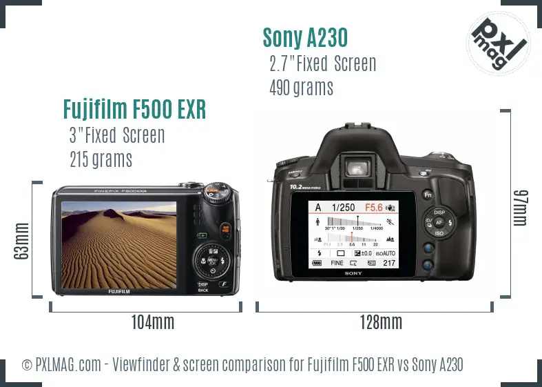 Fujifilm F500 EXR vs Sony A230 Screen and Viewfinder comparison Fujifilm F500 EXR vs Sony A230 Screen and Viewfinder comparison