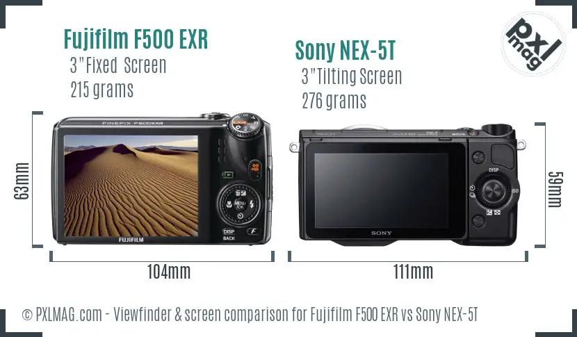 Fujifilm F500 EXR vs Sony NEX-5T Screen and Viewfinder comparison Fujifilm F500 EXR vs Sony NEX-5T Screen and Viewfinder comparison