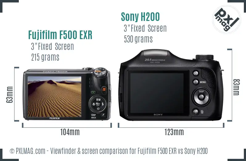 Fujifilm F500 EXR vs Sony H200 Screen and Viewfinder comparison Fujifilm F500 EXR vs Sony H200 Screen and Viewfinder comparison