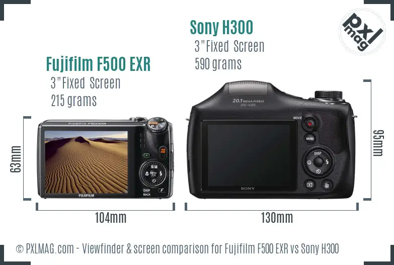 Fujifilm F500 EXR vs Sony H300 Screen and Viewfinder comparison