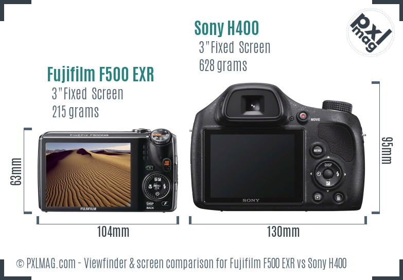 Fujifilm F500 EXR vs Sony H400 Screen and Viewfinder comparison