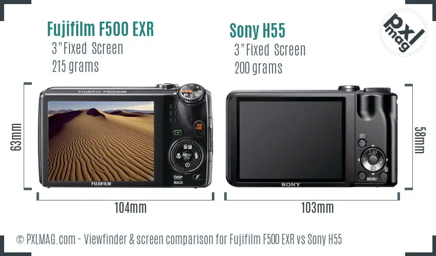 Fujifilm F500 EXR vs Sony H55 Screen and Viewfinder comparison