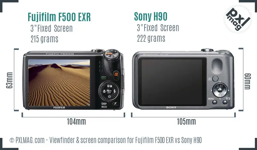 Fujifilm F500 EXR vs Sony H90 Screen and Viewfinder comparison