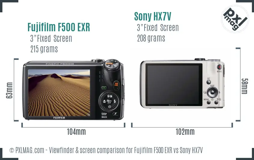 Fujifilm F500 EXR vs Sony HX7V Screen and Viewfinder comparison