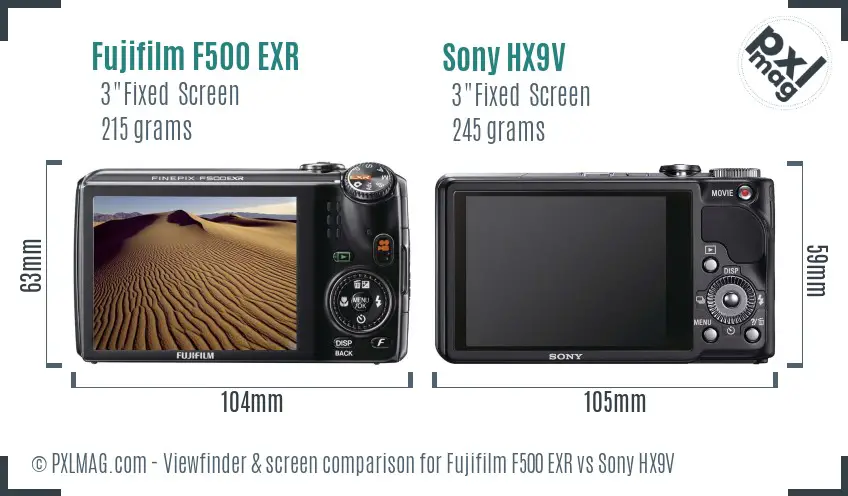 Fujifilm F500 EXR vs Sony HX9V Screen and Viewfinder comparison Fujifilm F500 EXR vs Sony HX9V Screen and Viewfinder comparison