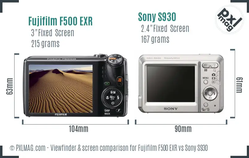 Fujifilm F500 EXR vs Sony S930 Screen and Viewfinder comparison Fujifilm F500 EXR vs Sony S930 Screen and Viewfinder comparison