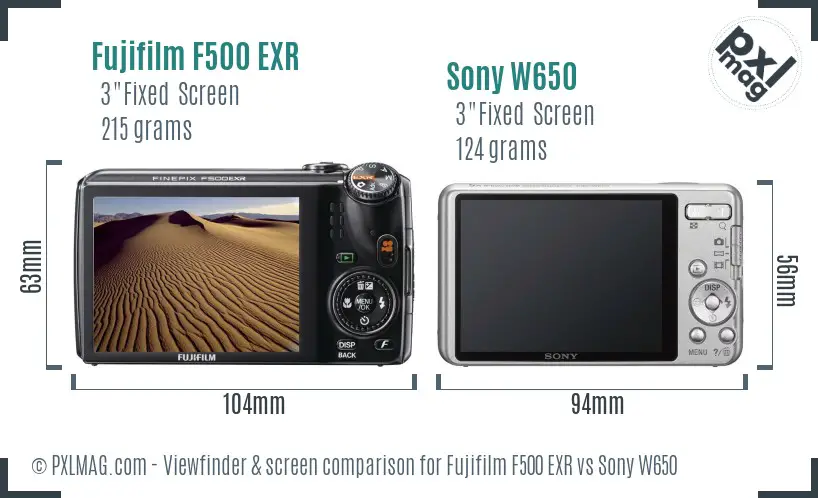 Fujifilm F500 EXR vs Sony W650 Screen and Viewfinder comparison Fujifilm F500 EXR vs Sony W650 Screen and Viewfinder comparison