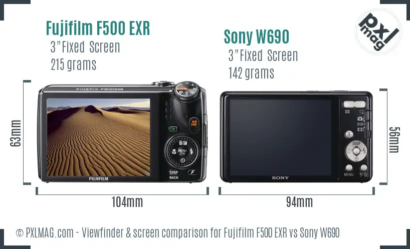 Fujifilm F500 EXR vs Sony W690 Screen and Viewfinder comparison
