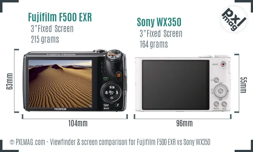 Fujifilm F500 EXR vs Sony WX350 Screen and Viewfinder comparison Fujifilm F500 EXR vs Sony WX350 Screen and Viewfinder comparison