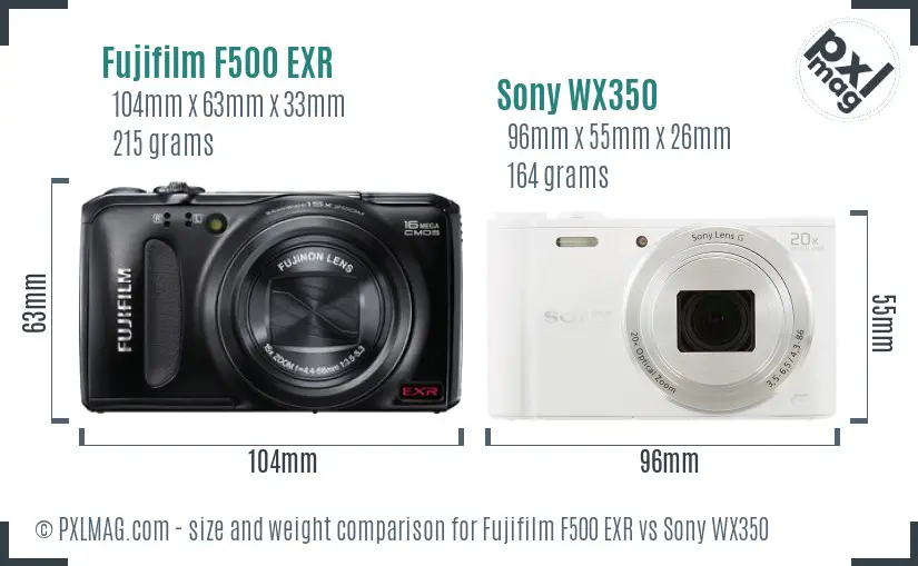 Fujifilm F500 EXR vs Sony WX350 size comparison Fujifilm F500 EXR vs Sony WX350 size comparison