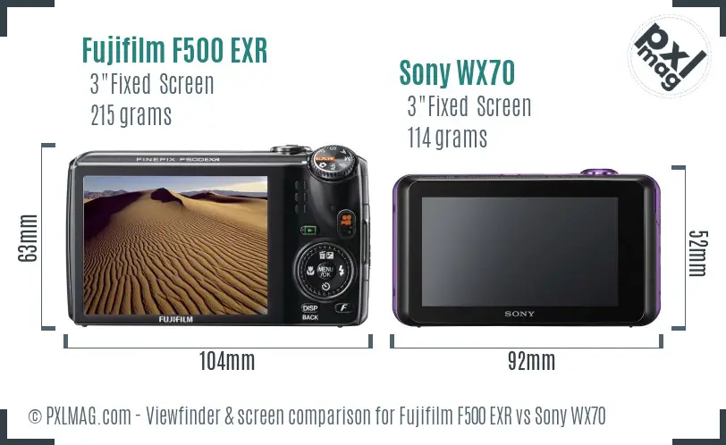 Fujifilm F500 EXR vs Sony WX70 Screen and Viewfinder comparison Fujifilm F500 EXR vs Sony WX70 Screen and Viewfinder comparison