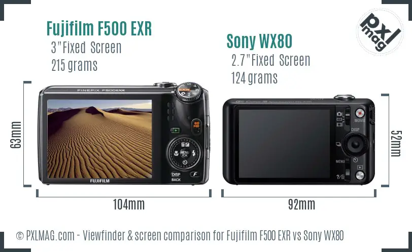 Fujifilm F500 EXR vs Sony WX80 Screen and Viewfinder comparison