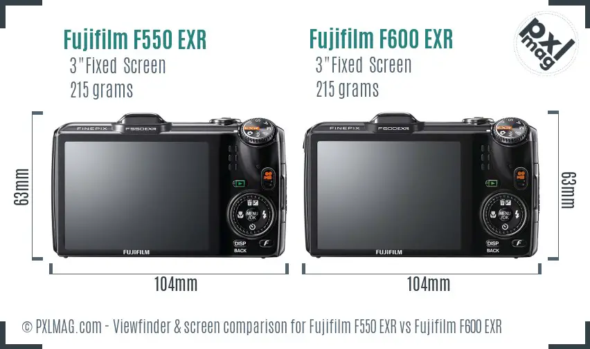 Fujifilm F550 EXR vs Fujifilm F600 EXR Screen and Viewfinder comparison