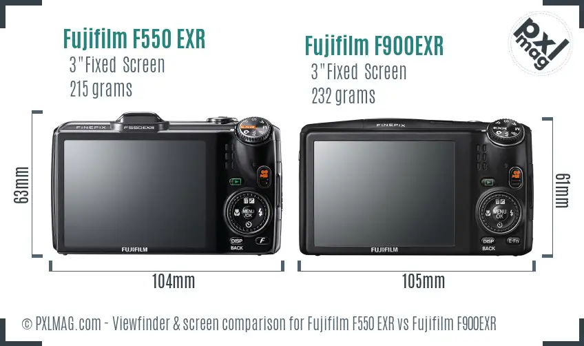 Fujifilm F550 EXR vs Fujifilm F900EXR Screen and Viewfinder comparison