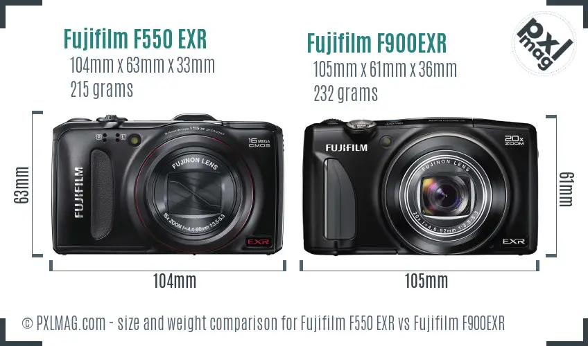 Fujifilm F550 EXR vs Fujifilm F900EXR size comparison