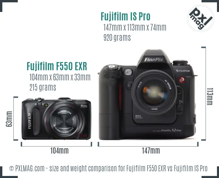 Fujifilm F550 EXR vs Fujifilm IS Pro size comparison